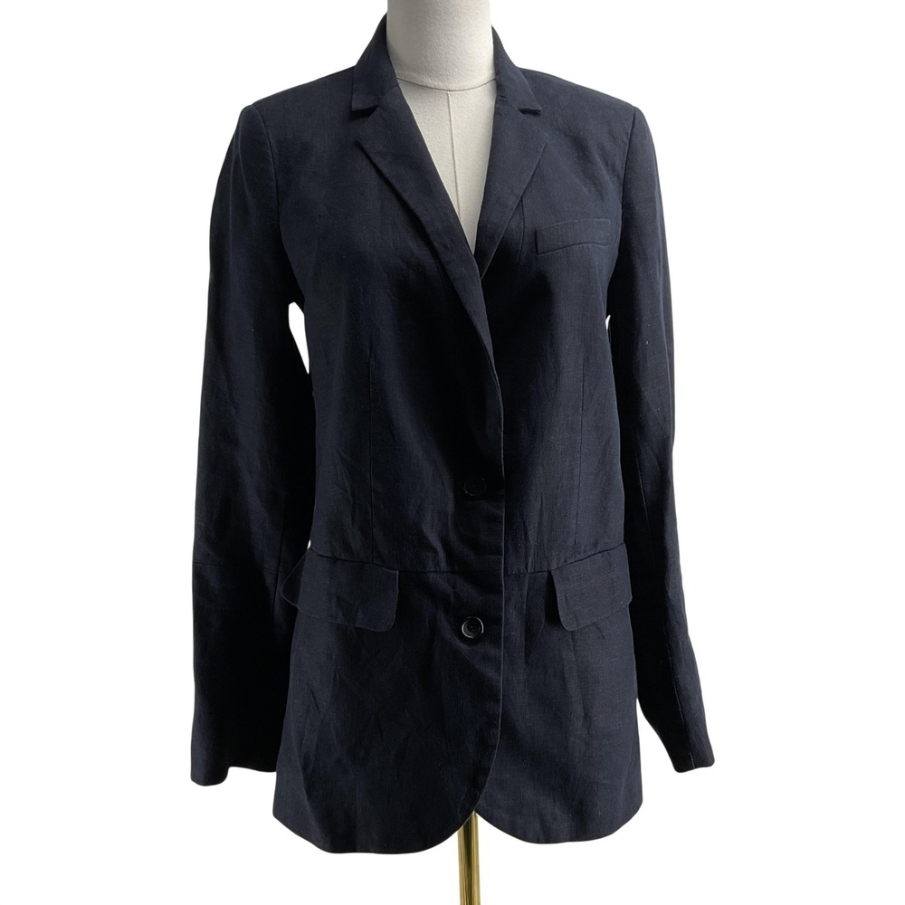 MICHAEL Michael Kors Pant Suit Womens 8 Blue 100% Linen Two-Button Jacket